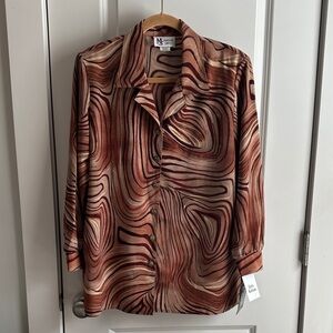Maggie Sweet Brown Swirl-Print Button Down Shirt